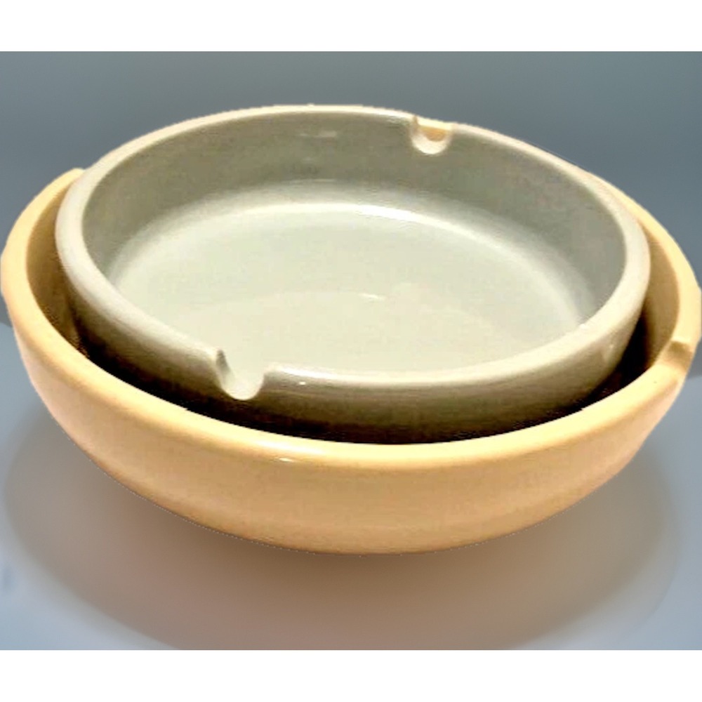 VTG Ceramic Catchall Ashtray MCM Minimalist Boho 2PC Retro Table Decor Staging